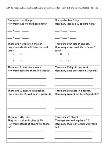 How many equal groups are there? Year 2 - multiplication and division word problems, differentiated 3 ways | Teaching Resources