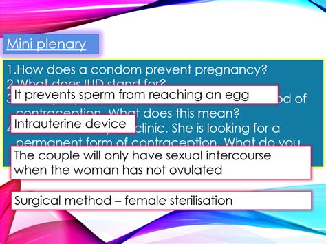 Contraception Lesson Gcse Biology Teaching Resources