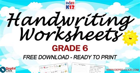 Handwriting Worksheets For Grade 6 Free Download Deped Click