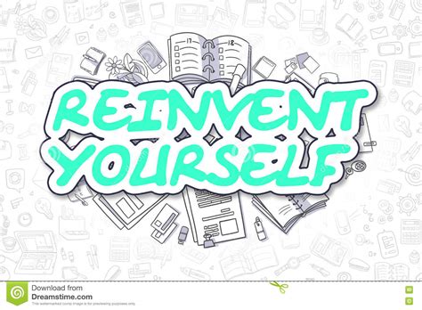 Reinvent Yourself Cartoon Green Word Business Concept Stock