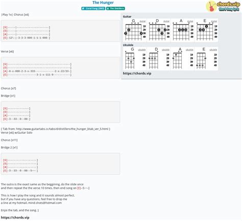 chord the hunger tab song lyric sheet guitar ukulele chords vip