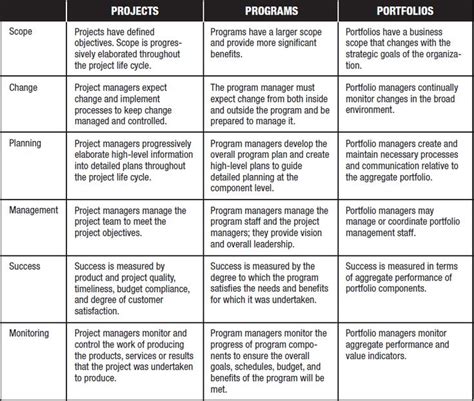 Table 1 1 Comparative Overview Of Project Program And Portfolio
