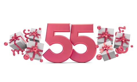 Premium Photo Number 55 Pink Birthday Celebration Number With T