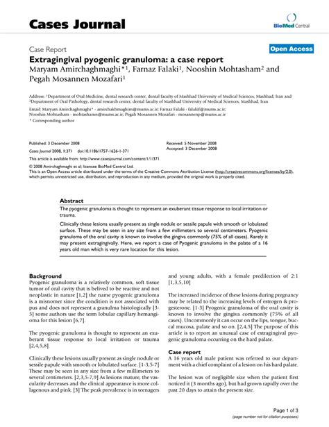 Pdf Extragingival Pyogenic Granuloma A Case Report