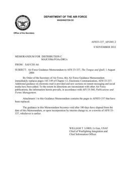 Air force letter of appreciation. Tongue and Quill (AFH 33-337) by Department of the Air ...