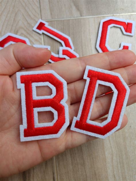 Red Embroidered Iron On Letters Applique Patchiron On Name Etsy
