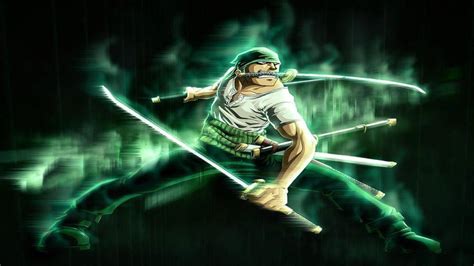 Download One Piece Zoro With Green Aura Wallpaper