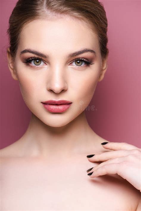 beautiful and nude woman with makeup stock image image of lipstick pink 189290123