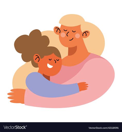 Blond Mother Hugging Daughter Royalty Free Vector Image