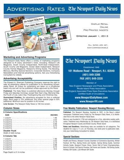 Newport Daily News Rate Card