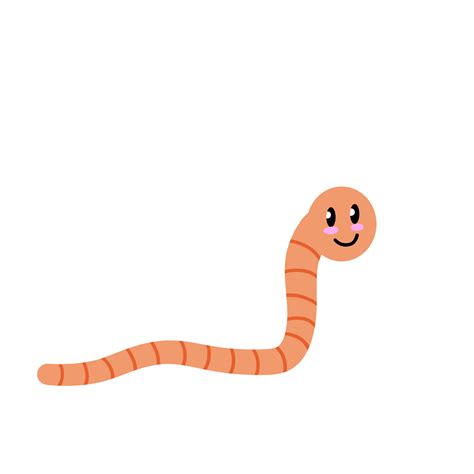 Cute Cartoon Smiling Worm Little Pink Earthworm Isolated Vector