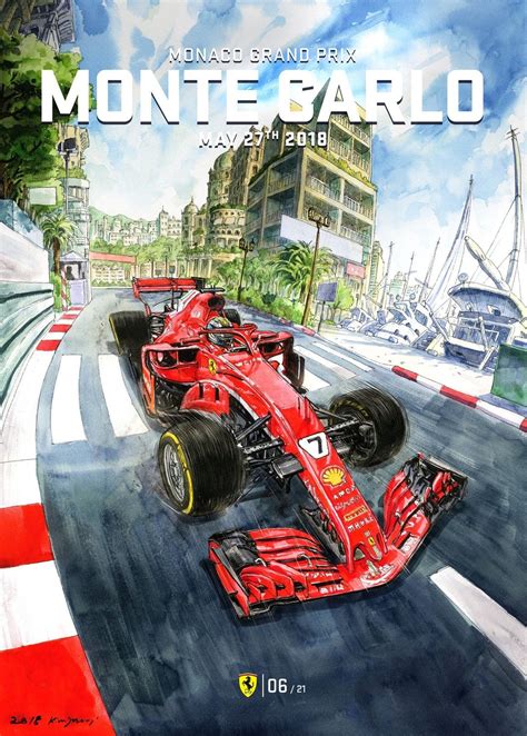 Ferrari F1 Monaco Gp Poster Formula1 Monaco Grand Prix Vintage