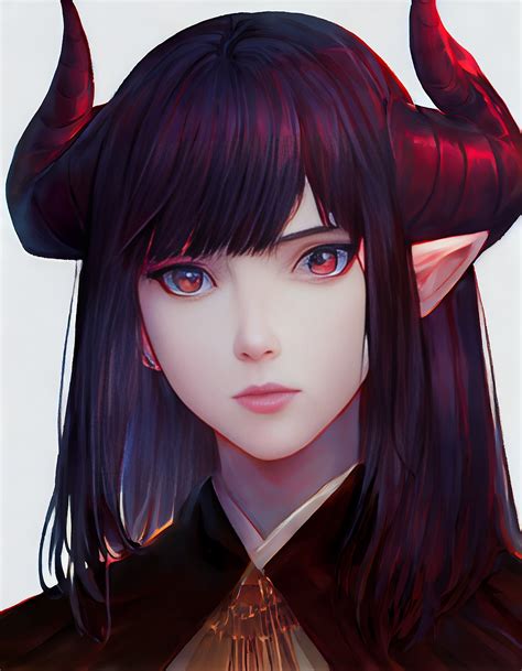 Anime Girl With Horns