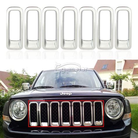 2011 2014 Jeep Patriot Chrome Trim Grill Grille Insert Silver Fit Jeep