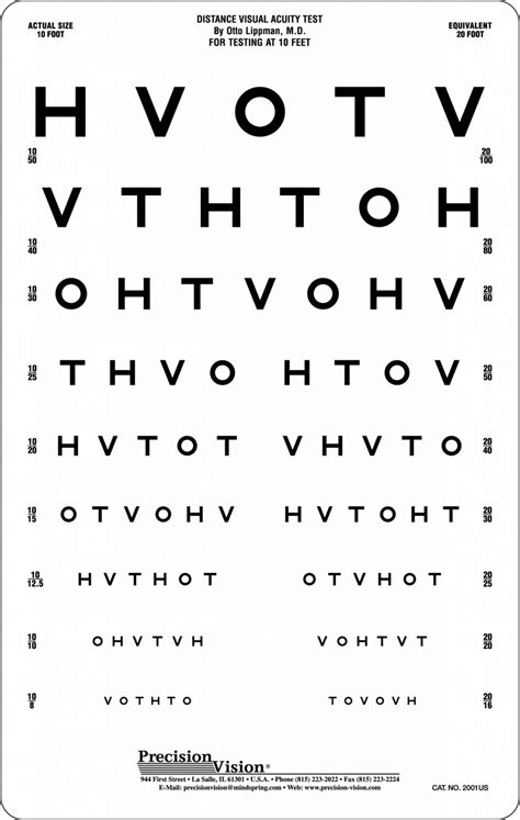 Hotv Eye Chart 10 Ft Visual Acuity Charts Precision Vision
