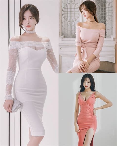 Korean Fashion Model Kang Eun Wook Slim Fit Bodycon Dress