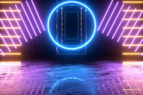 Premium Photo 3d Rendering Abstract Background With Neon Lights