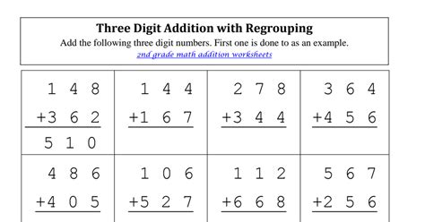 Looking for more engaging addition practice? Addition worksheets - Three digit addition with regrouping-2.pdf - Google Drive