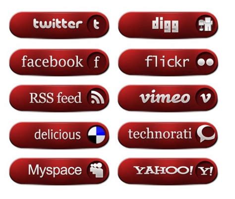 10 Chunky Red Social Media Icons Set Psd Welovesolo