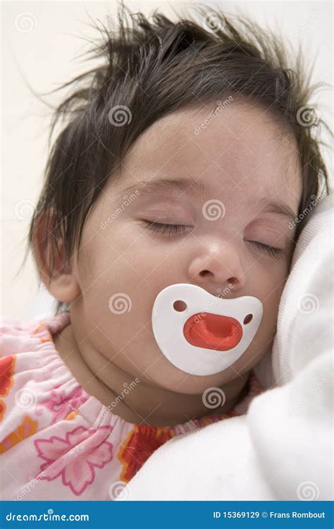 Baby Sleeps With Pacifier Stock Image Image Of Hair 15369129
