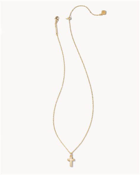 Cross Gold Pendant Necklace In White Kyocera Opal Kendra Scott