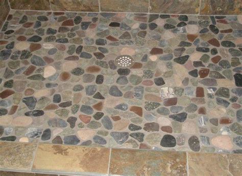 X 12.7 mm natural stone pebble mosaic floor and wall tile (10 sq. Interceramic River Rocks Mississippi Insert installed on ...