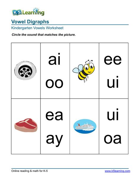 Vowel Digraphs 4 Worksheet Zone