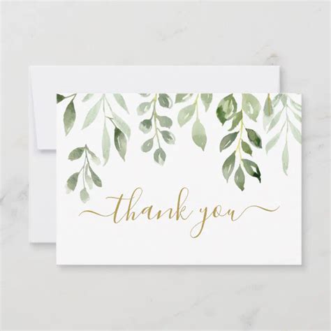 Greenery Leaves Thank You Note Card Zazzle