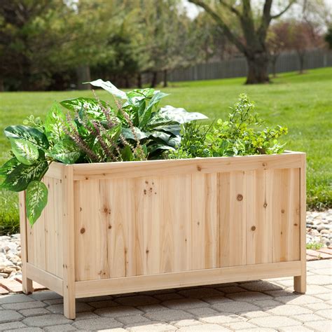 Garden And Patio Backyard Wood Raised Veggie Garden Planter Box With