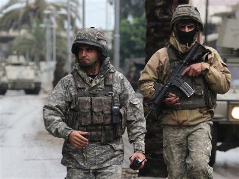 Lebanese Army Soldiers Patrol The Streets Of The Sunni Muslim Bab Al