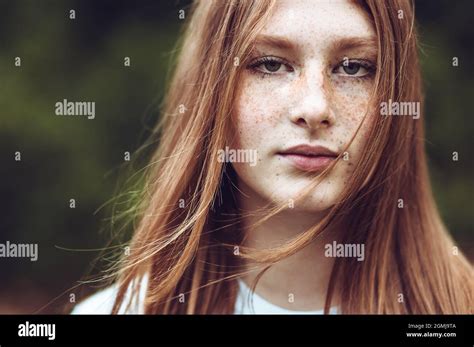 Serious Redhead Girl Face Freckles Hi Res Stock Photography And Images