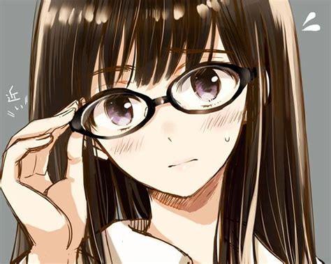 Safebooru 1girl Adjusting Glasses Black Hair Blush Glasses Himawari