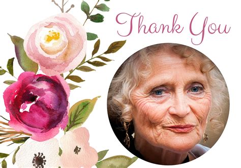 Pink Floral Funeral Thank You Card Template For Woman Simple Etsy