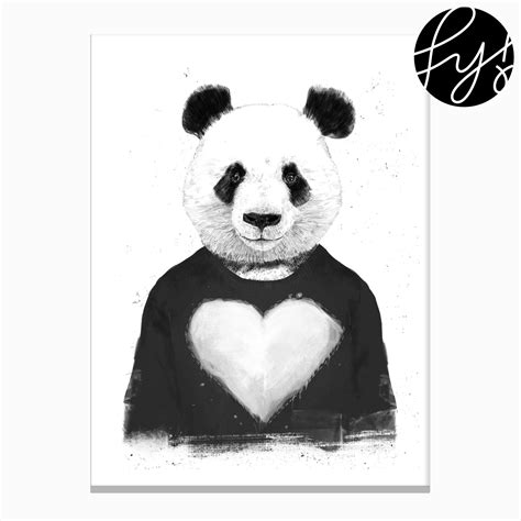 Lovely Panda Canvas Print Panda Art Gallery Wrap Canvas Graphic Art