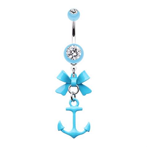 Cute Anchor Bow Tie Belly Button Ring Belly Button Piercing Jewelry Belly Jewelry Body