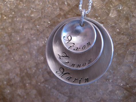 Personalized Hand Stamped Sterling Silver Necklace Domed Tiers Etsy