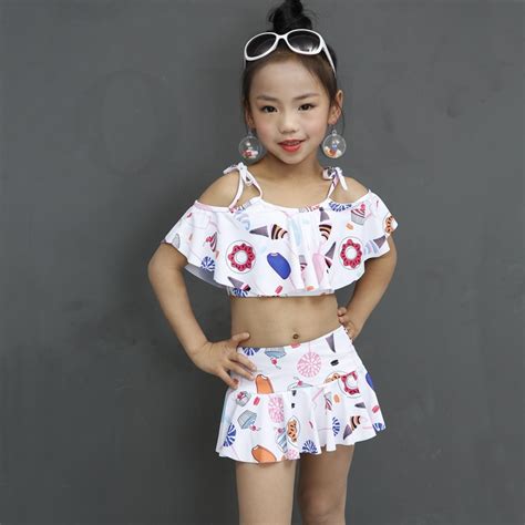 Children Swimsuits Girls Two Piece Swimwear Ruffle Toddler