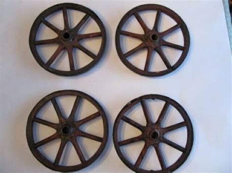4 Small Wagon Wheels With Wood Spokes 10 Diameter Antique Price