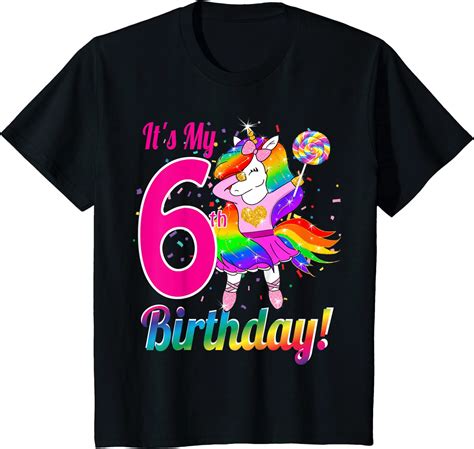 Youth Its My 6th Birthday Dabbing Unicorn 6 Year Old Shirt Girls T