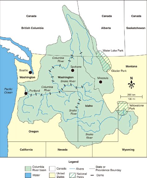 The Columbia River And Snake River Basins Located In Northwestern