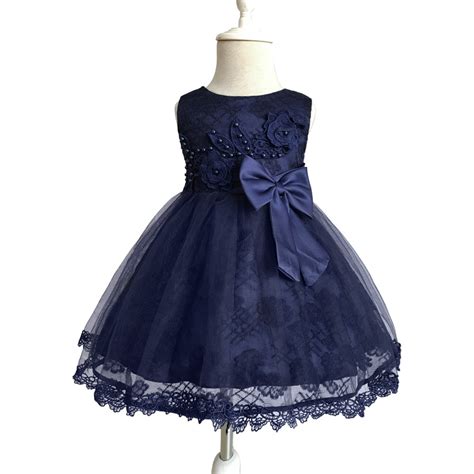 Free Shipping 2018 Arrival 3 10 Years Girls Party Dress Embroidery Navy