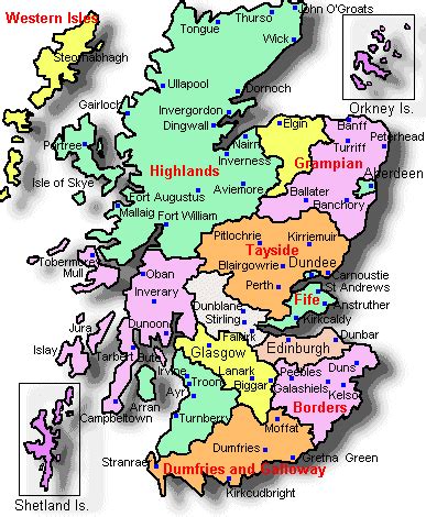 Aberdeen is scotland's third largest city. Scotland Map Region Area