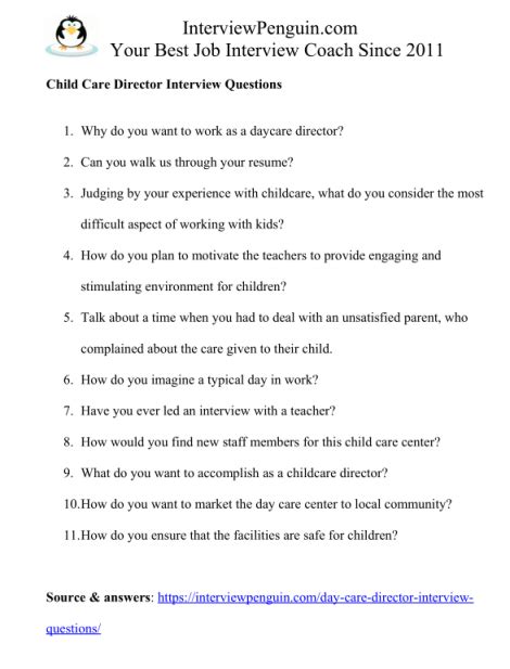Top 10 Child Care Director Interview Questions And Answers