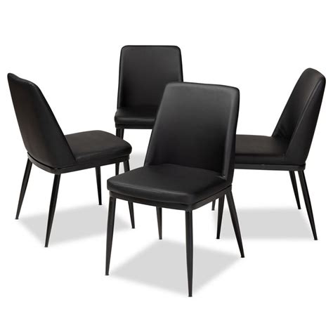 Set Of 4 Darcell Modern And Contemporary Faux Leather Upholstered