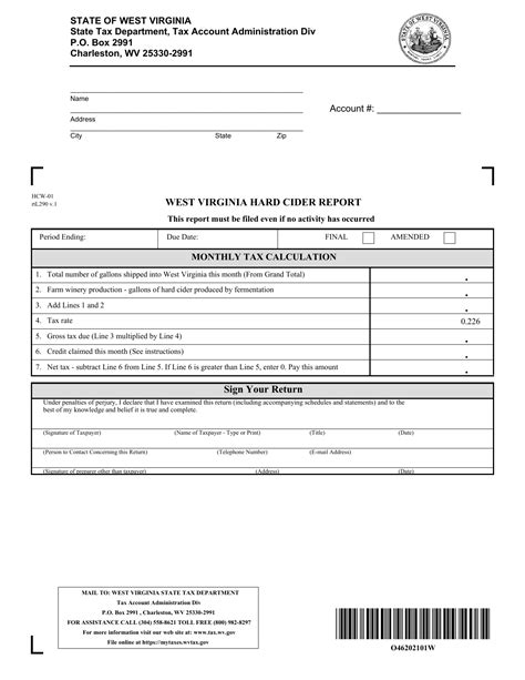 Form Hcw 01 Download Printable Pdf Or Fill Online West Virginia Hard