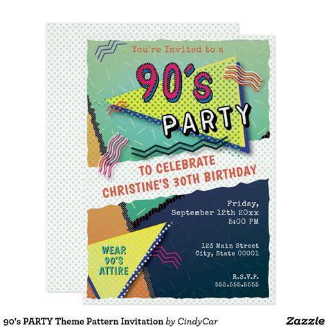 90s Party Theme Pattern Invitation In 2021 90s Theme