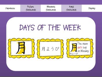 Japanese Days Of The Week Kanji Cards By Japanese JANKENPON TpT