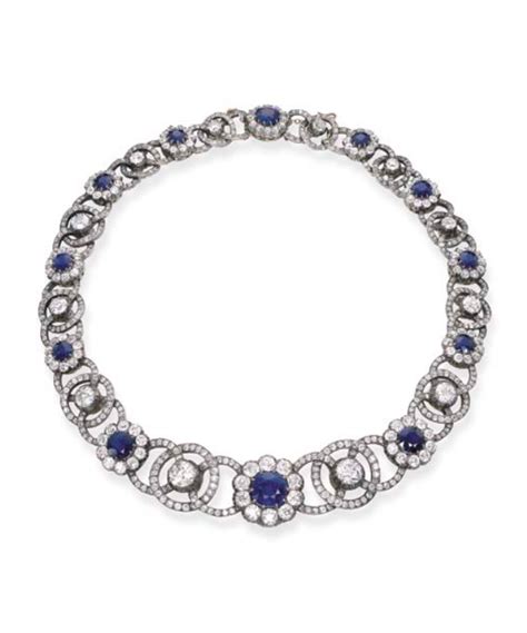 A Rare Antique Sapphire And Diamond Necklace Circa 1880 Diamond