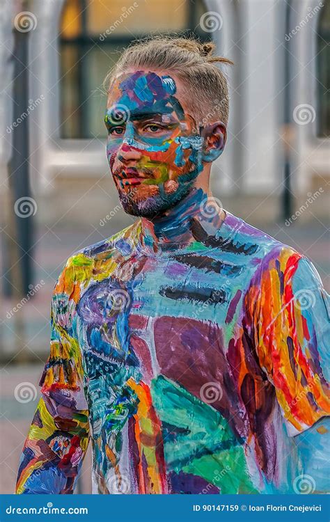 Face And Body Painting Of A Man Editorial Stock Image Image Of Making