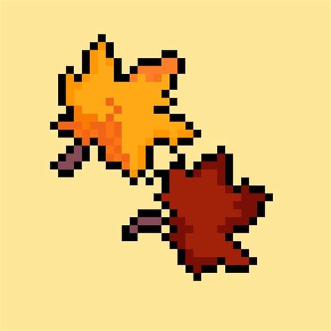 Осенние листья в стиле пиксель арт Премиум векторы